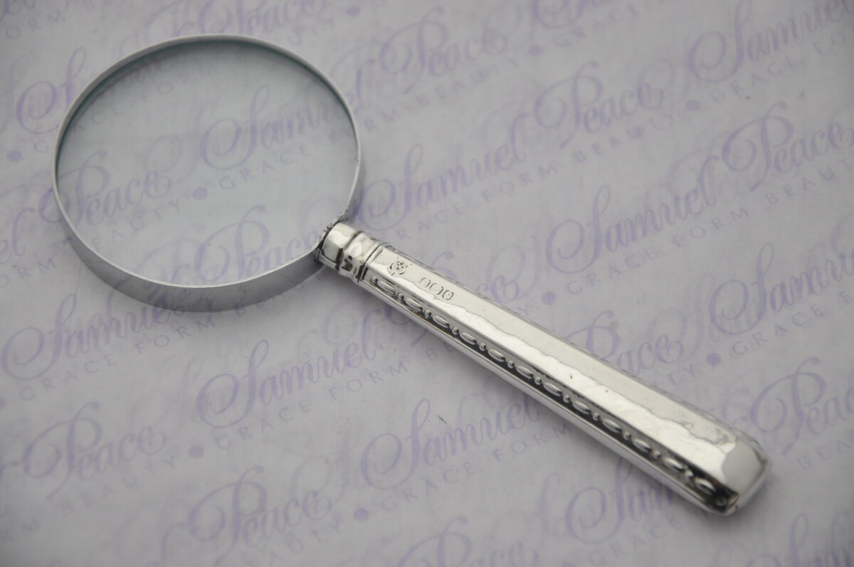 Thomas Bradbury and sons Heavy Bead Pattern Sterling Silver Magnifying Glass Sheffield 1916 - Image 3
