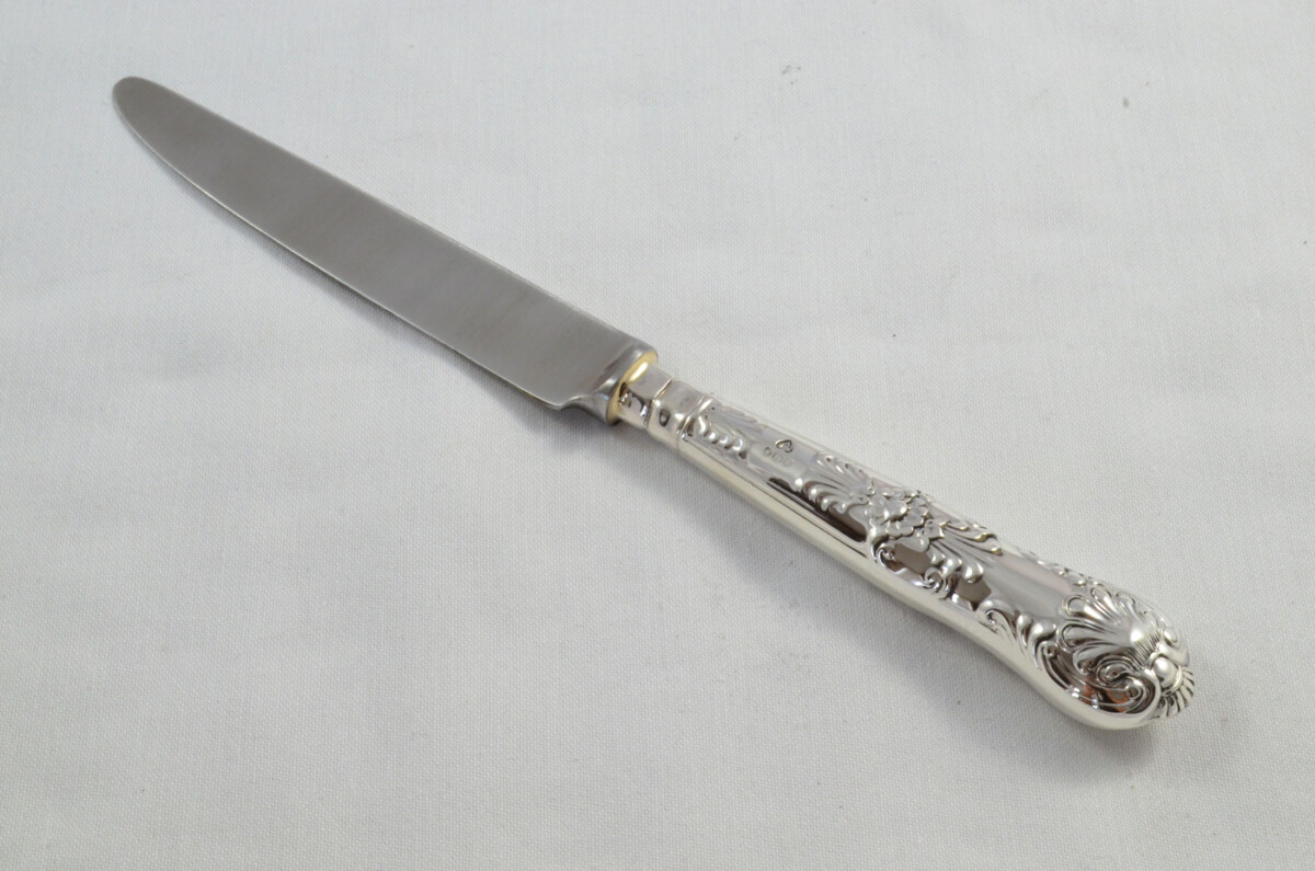 Antique Set of 6 Dessert Sterling Silver Knives Queens Pattern 1973 - Image 3