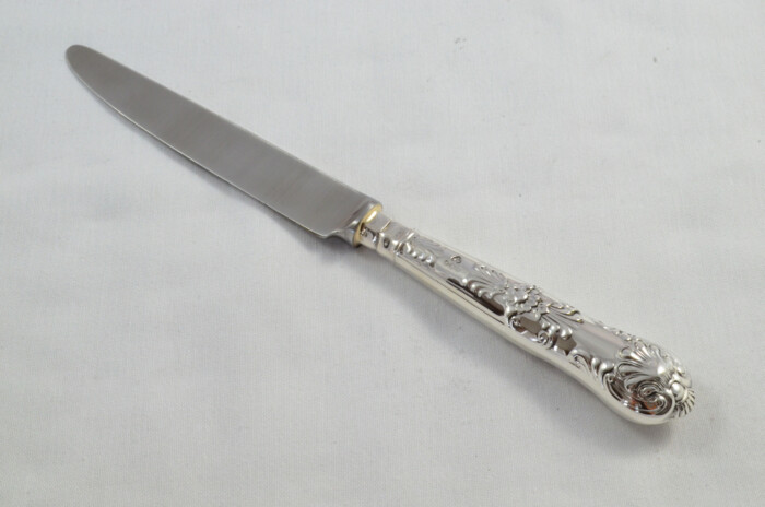 Antique Set of 6 Dessert Sterling Silver Knives Queens Pattern 1973 - Image 3