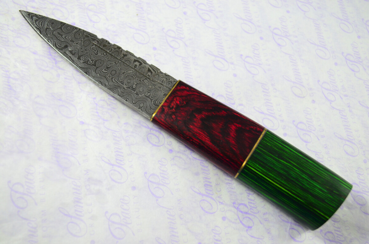 New Fantastic Coloured Pakkawood Sgian Dubh Damascus Steel Superior Sheath inc Presentation Box - Image 3