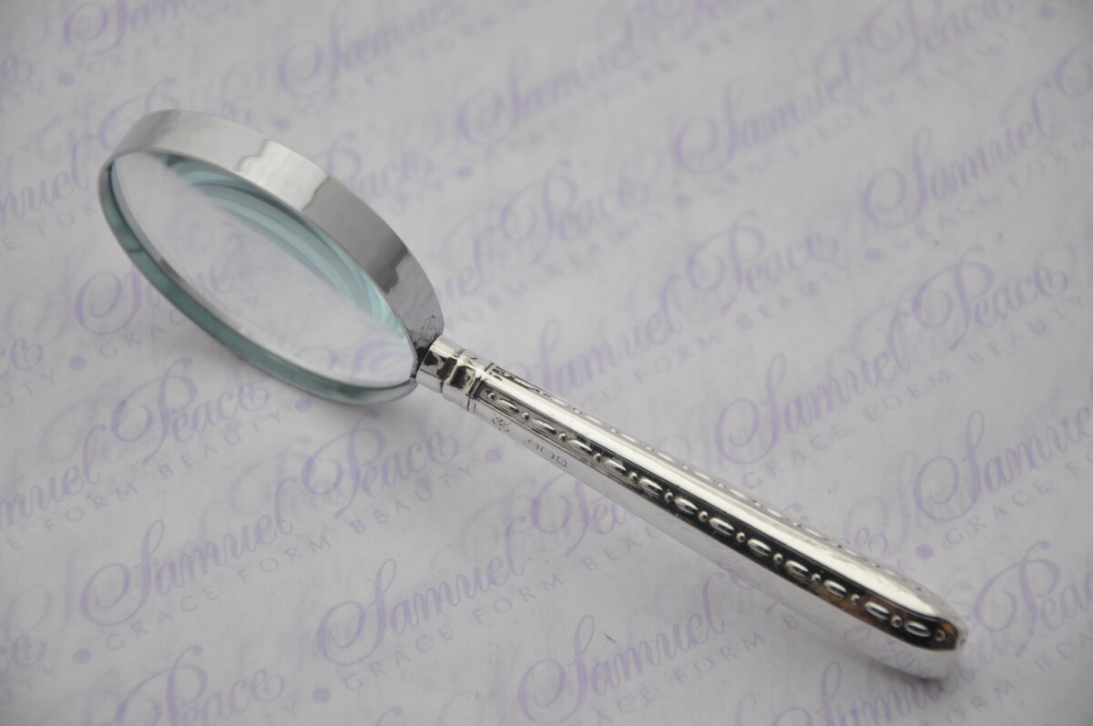 Thomas Bradbury and sons Heavy Bead Pattern Sterling Silver Magnifying Glass Sheffield 1916 - Image 4