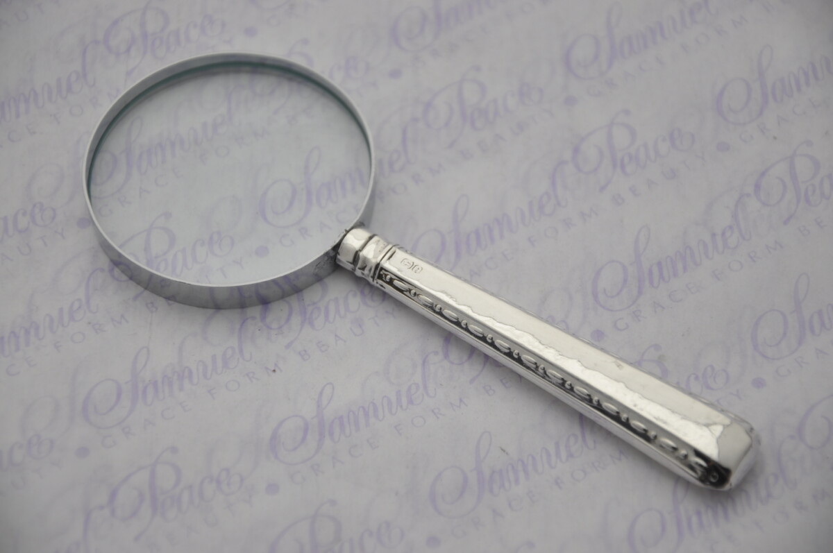 Thomas Bradbury and sons Heavy Bead Pattern Sterling Silver Magnifying Glass Sheffield 1916 - Image 5