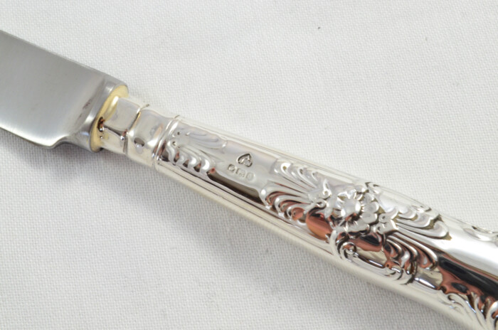 Antique Set of 6 Dessert Sterling Silver Knives Queens Pattern 1973 - Image 5