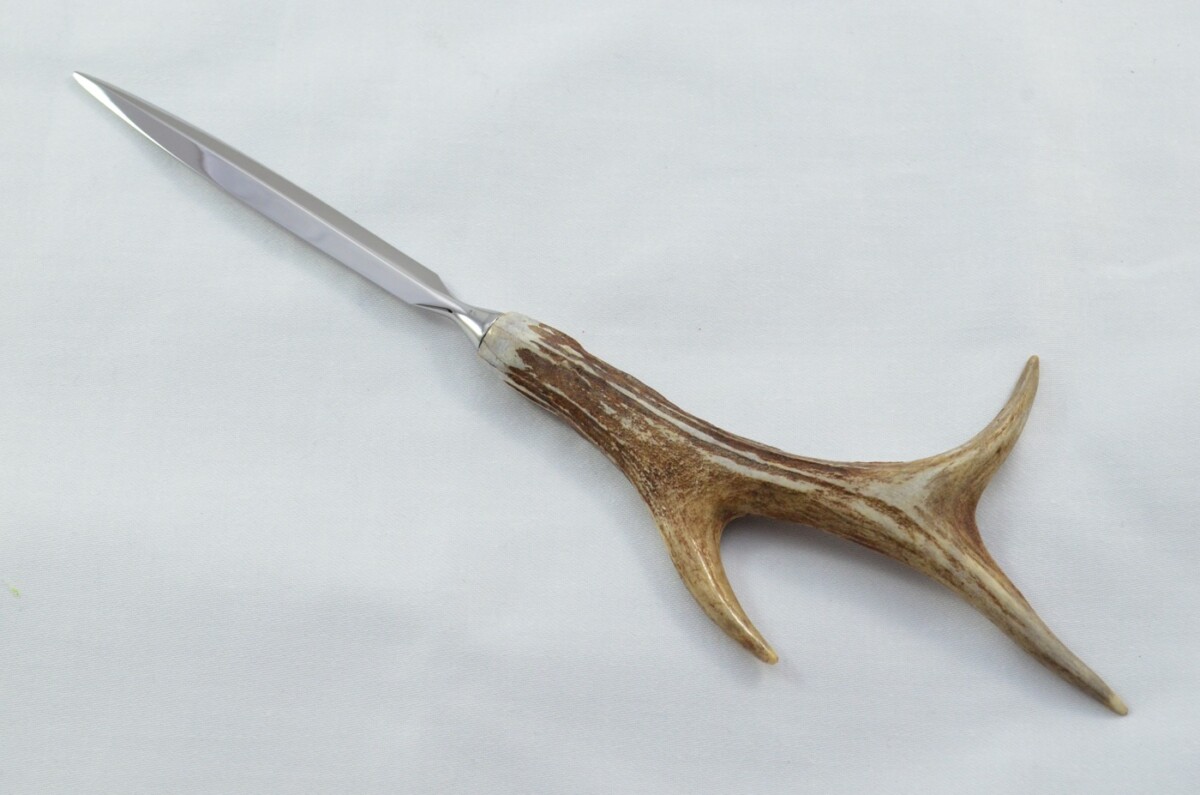 Genuine Roe Deer Stag Horn Antler Handled Diamond Blade Letter Opener Made in Sheffield England