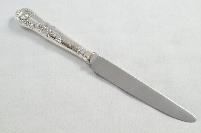 Antique Set of 6 Dessert Sterling Silver Knives Queens Pattern 1973 - Image 8
