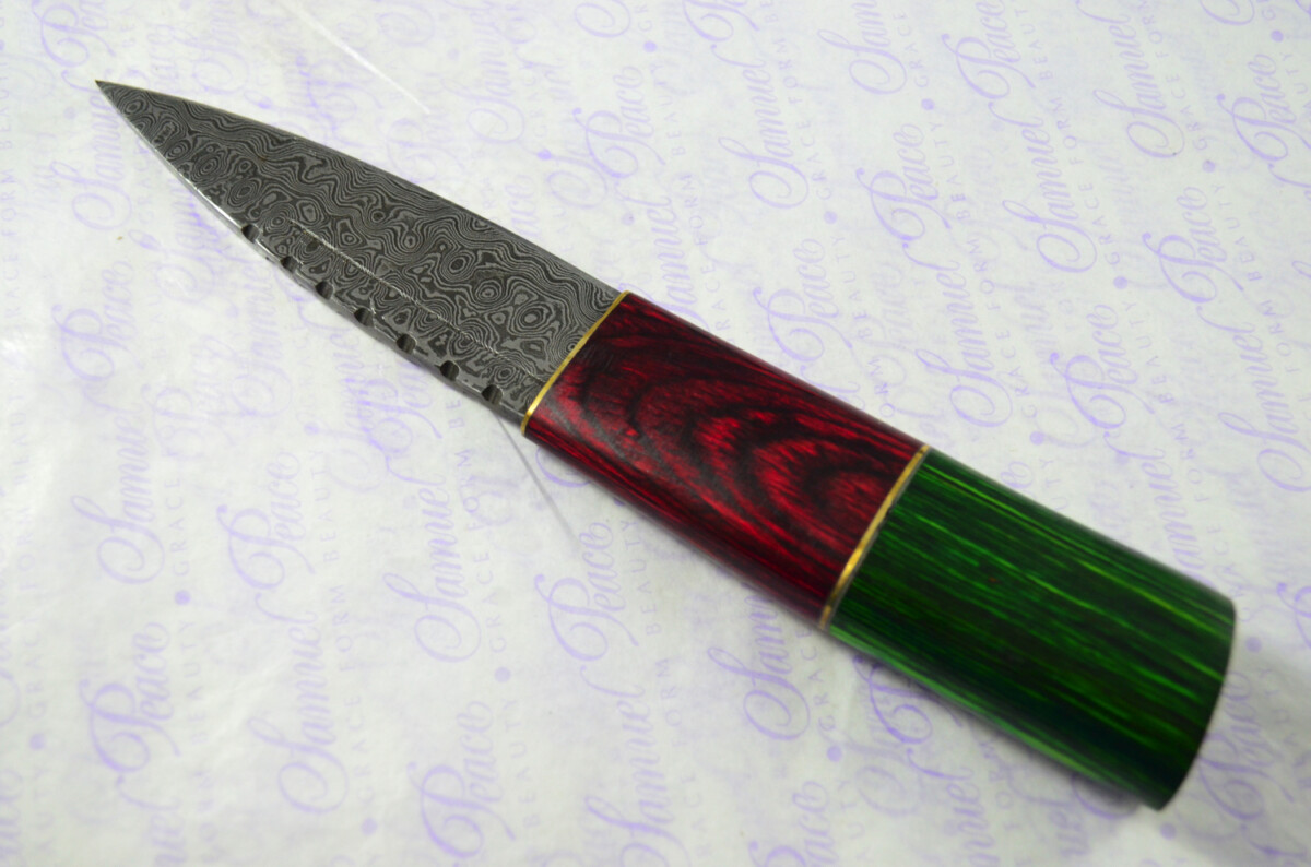 New Fantastic Coloured Pakkawood Sgian Dubh Damascus Steel Superior Sheath inc Presentation Box - Image 7