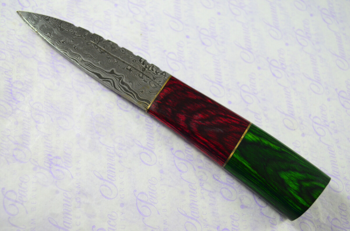 New Fantastic Coloured Pakkawood Sgian Dubh Damascus Steel Superior Sheath inc Presentation Box - Image 3