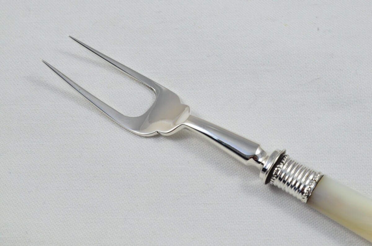 Boxed James Dixon Solid Silver Mother Of Pearl Handled Olive Fork Sheffield 1909 - Image 4