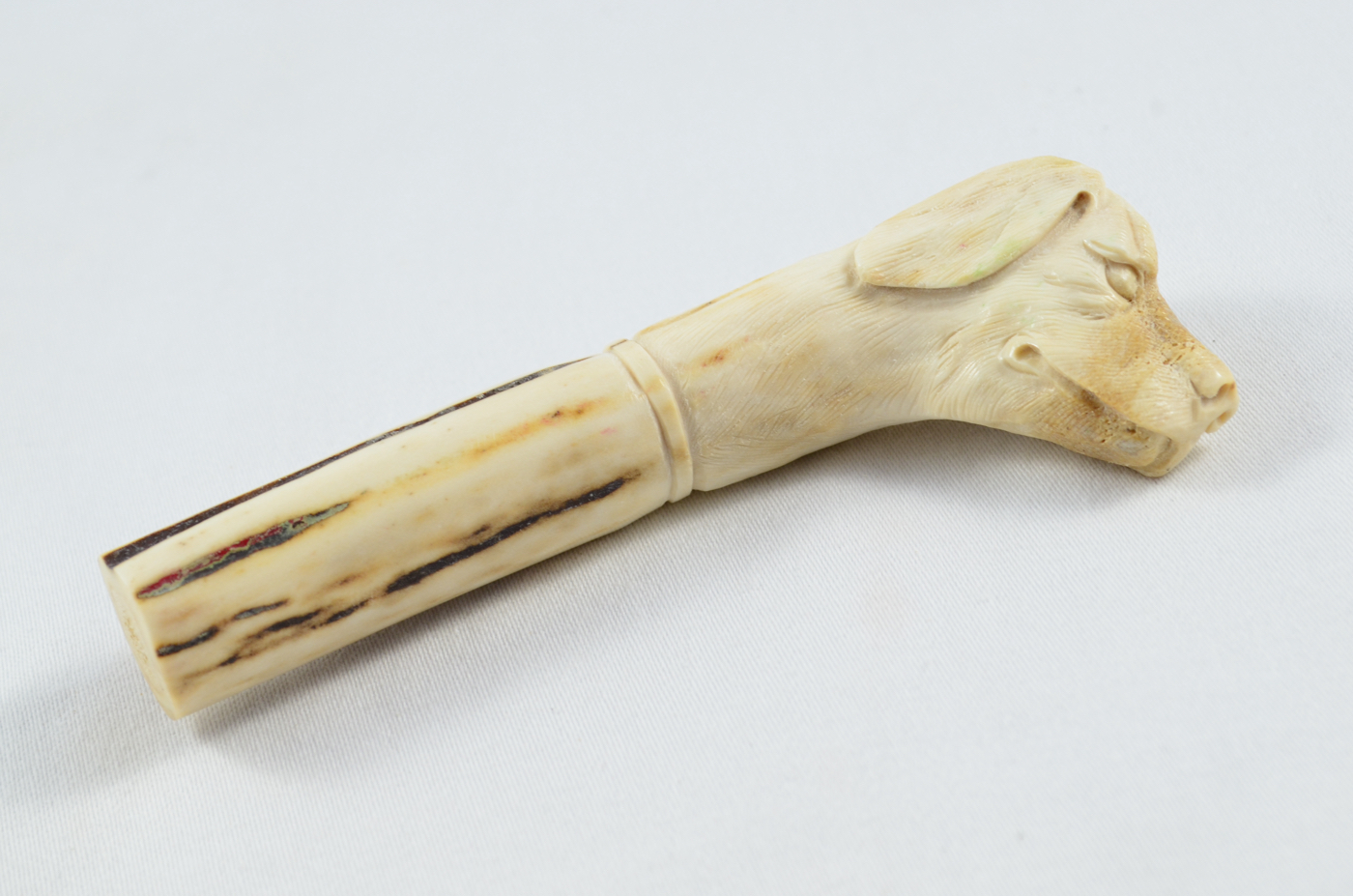 Dog Carved Walking Stick Cane Top Handle Stag Antler Horn Made Sheffield England - Image 2