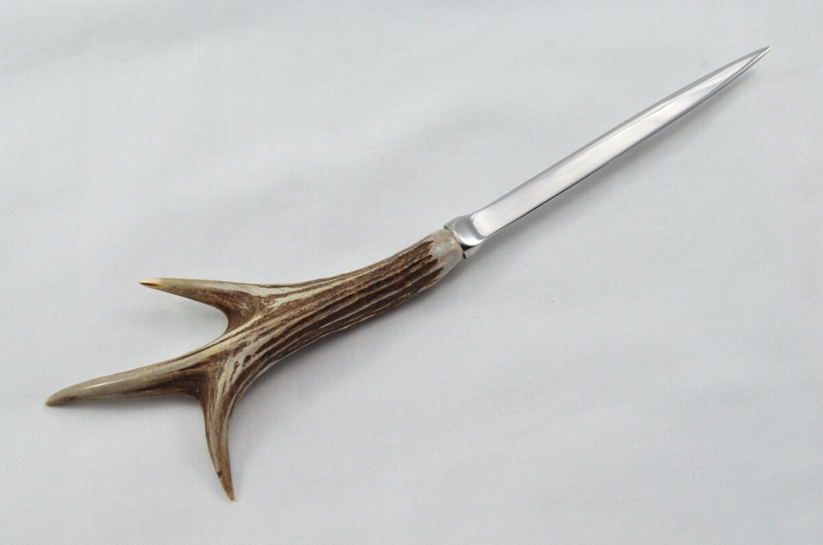 Genuine Roe Deer Stag Horn Antler Handled Gents Letter Opener Made in Sheffield England - Image 4