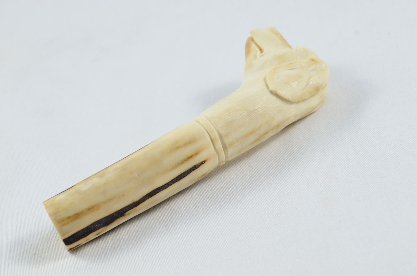 Dog Carved Walking Stick Cane Top Handle Stag Antler Horn Made Sheffield England - Image 3