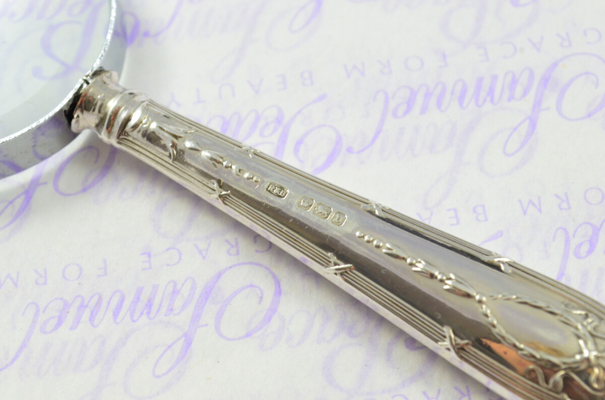 Roberts & Belk Adam Pattern Sterling Silver Magnifying Glass Sheffield 1913 - Image 5