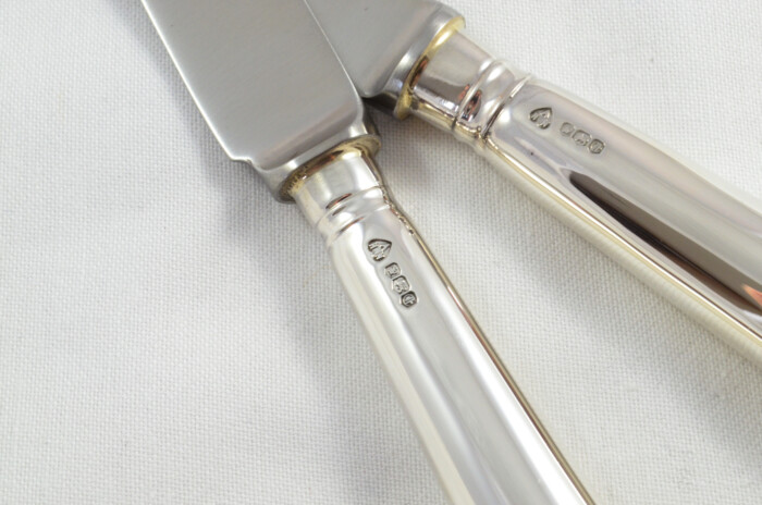 Antique Set of 4 Table & 4 Dessert Knives Sterling Silver Shell Head Pattern 1973 - Image 6