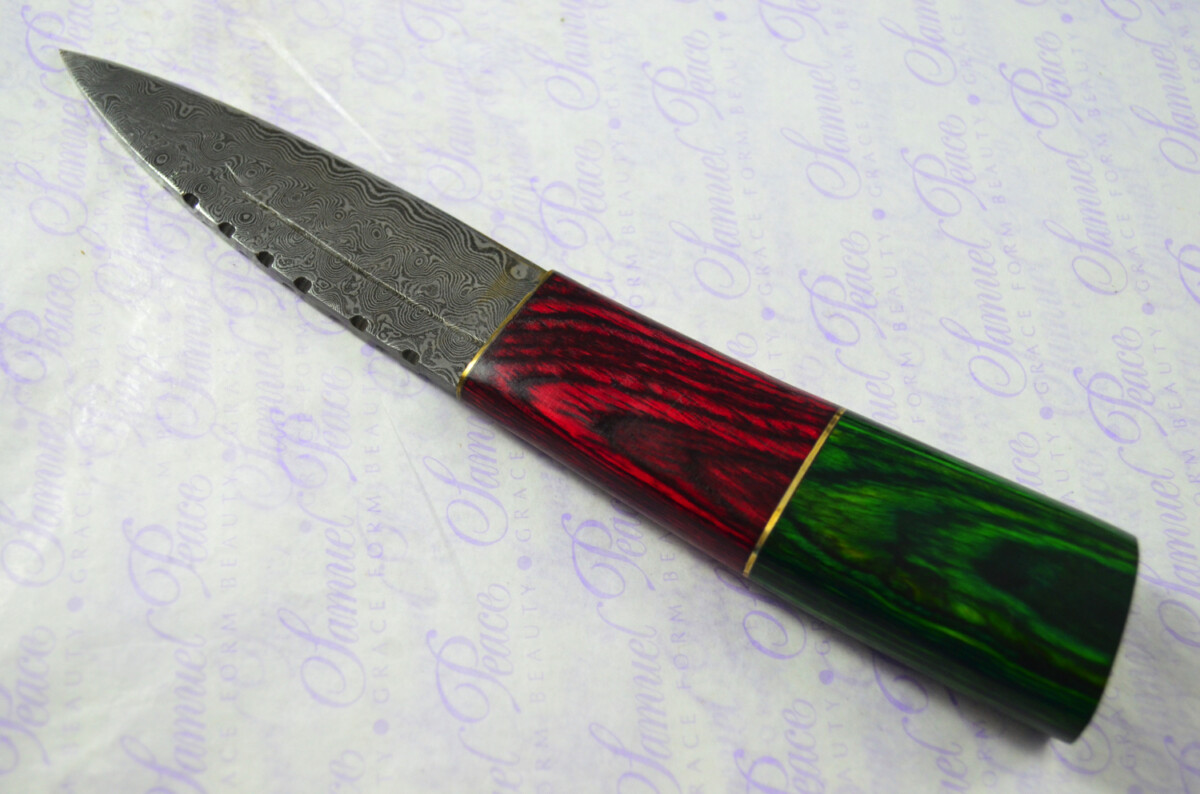 New Fantastic Coloured Pakkawood Sgian Dubh Damascus Steel Superior Sheath inc Presentation Box - Image 6