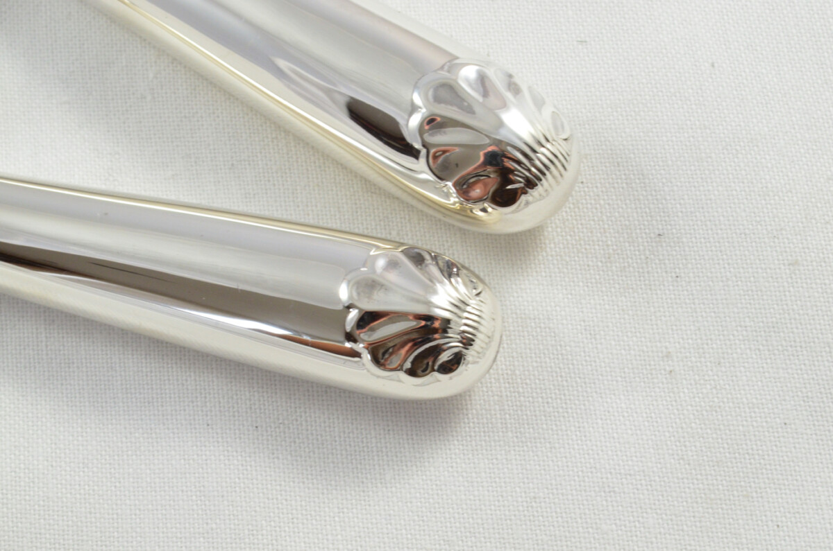 Antique Set of 4 Table & 4 Dessert Knives Sterling Silver Shell Head Pattern 1973 - Image 7
