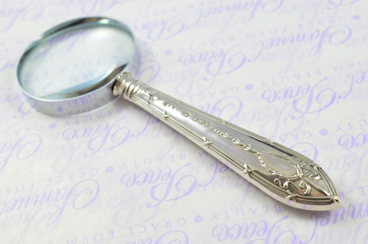 Roberts & Belk Adam Pattern Sterling Silver Magnifying Glass Sheffield 1913 - Image 9