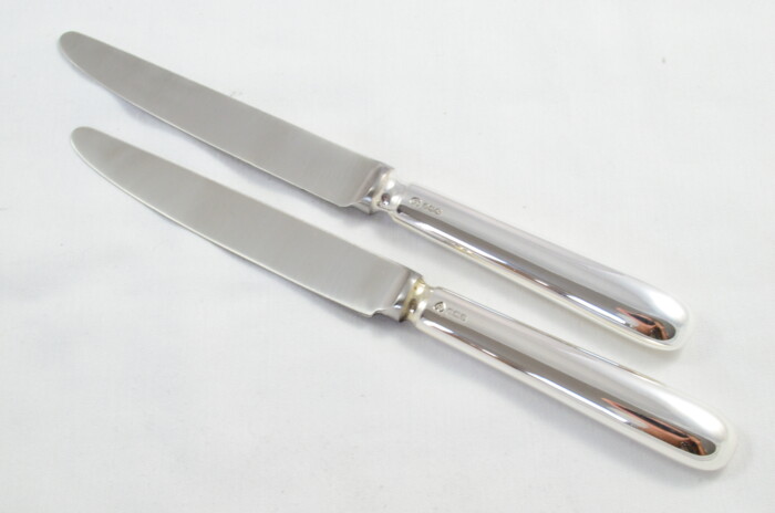 Classic Antique Set of 12 Dessert Knives Sterling Silver Baguette Pattern 1973 - Image 4
