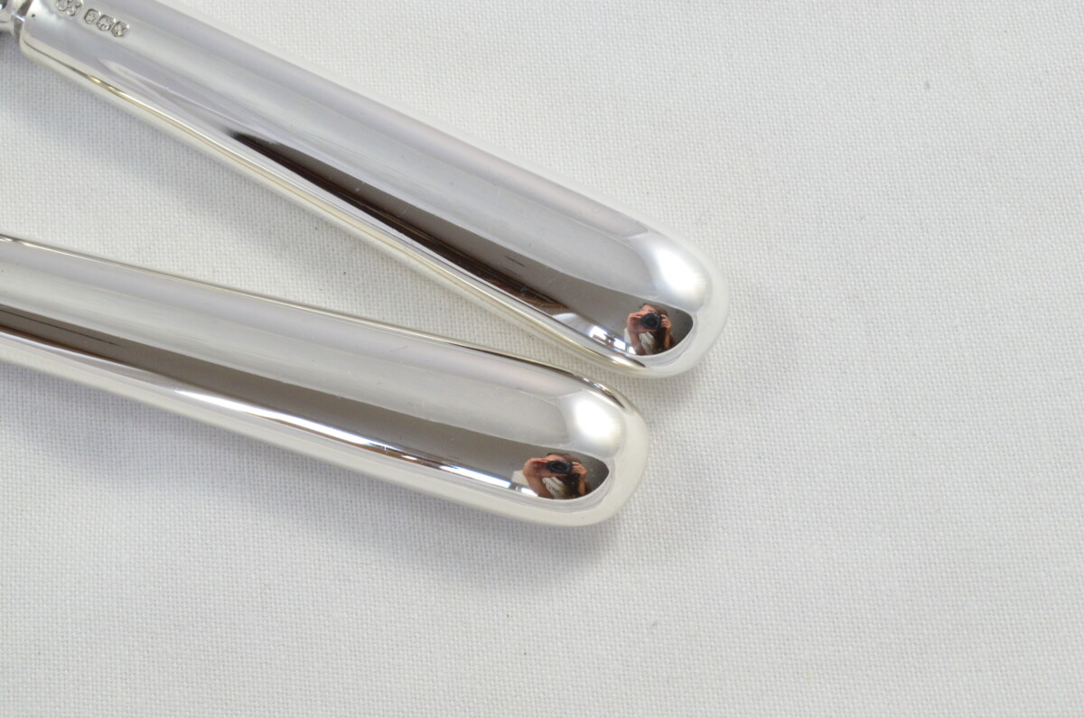 Classic Antique Set of 12 Dessert Knives Sterling Silver Baguette Pattern 1973 - Image 2