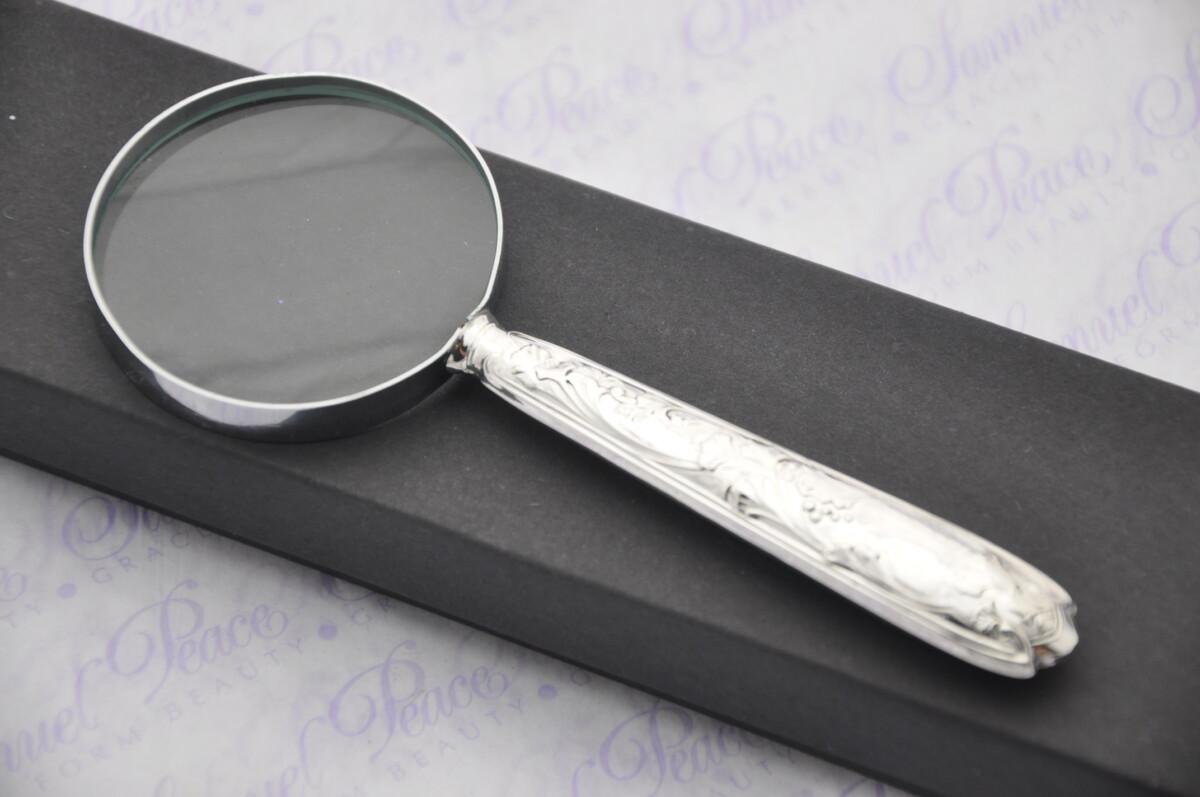 C.W.Fletcher Very Ornate Pattern Sterling Silver Magnifying Glass Sheffield 1907