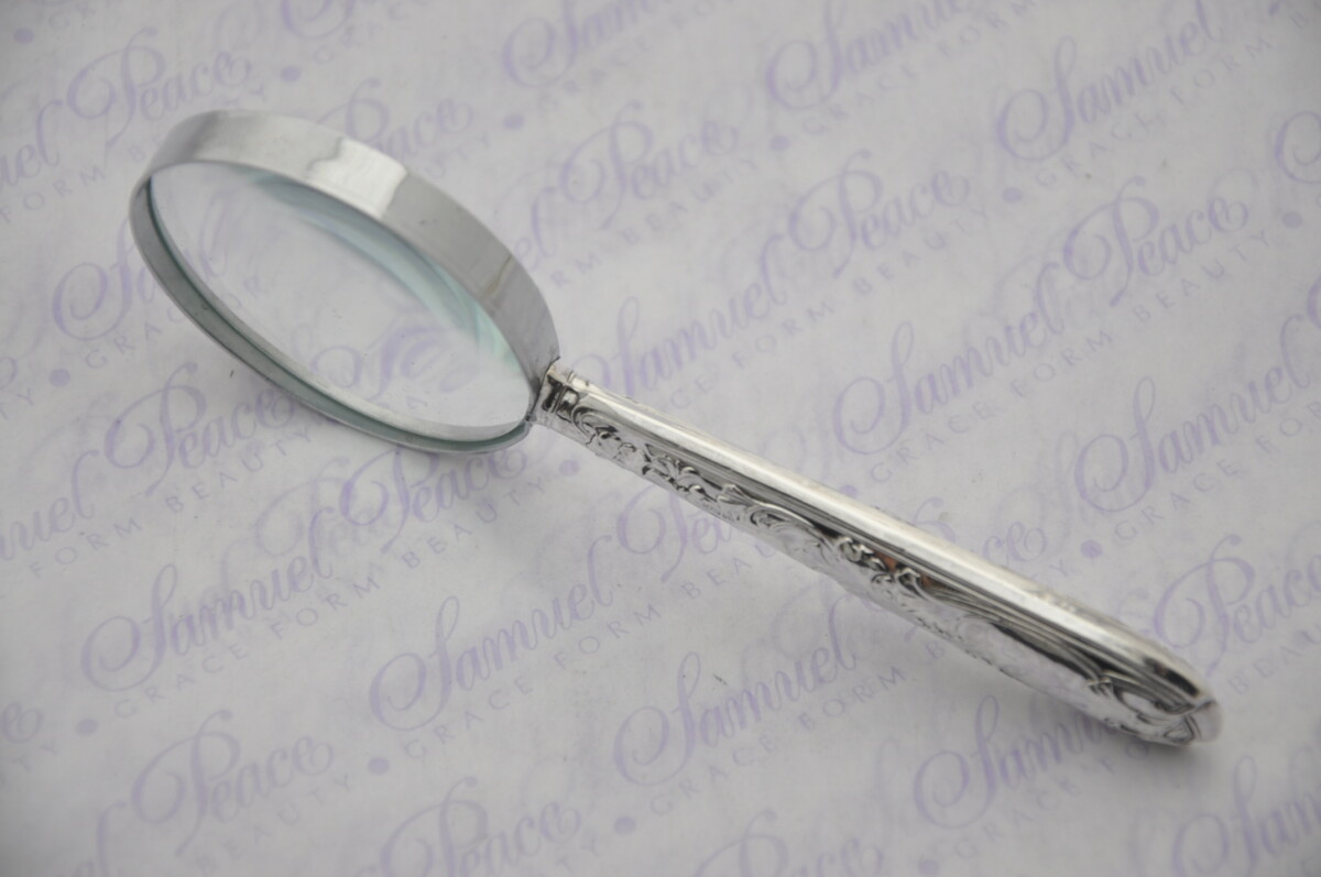 C.W.Fletcher Very Ornate Pattern Sterling Silver Magnifying Glass Sheffield 1907 - Image 4