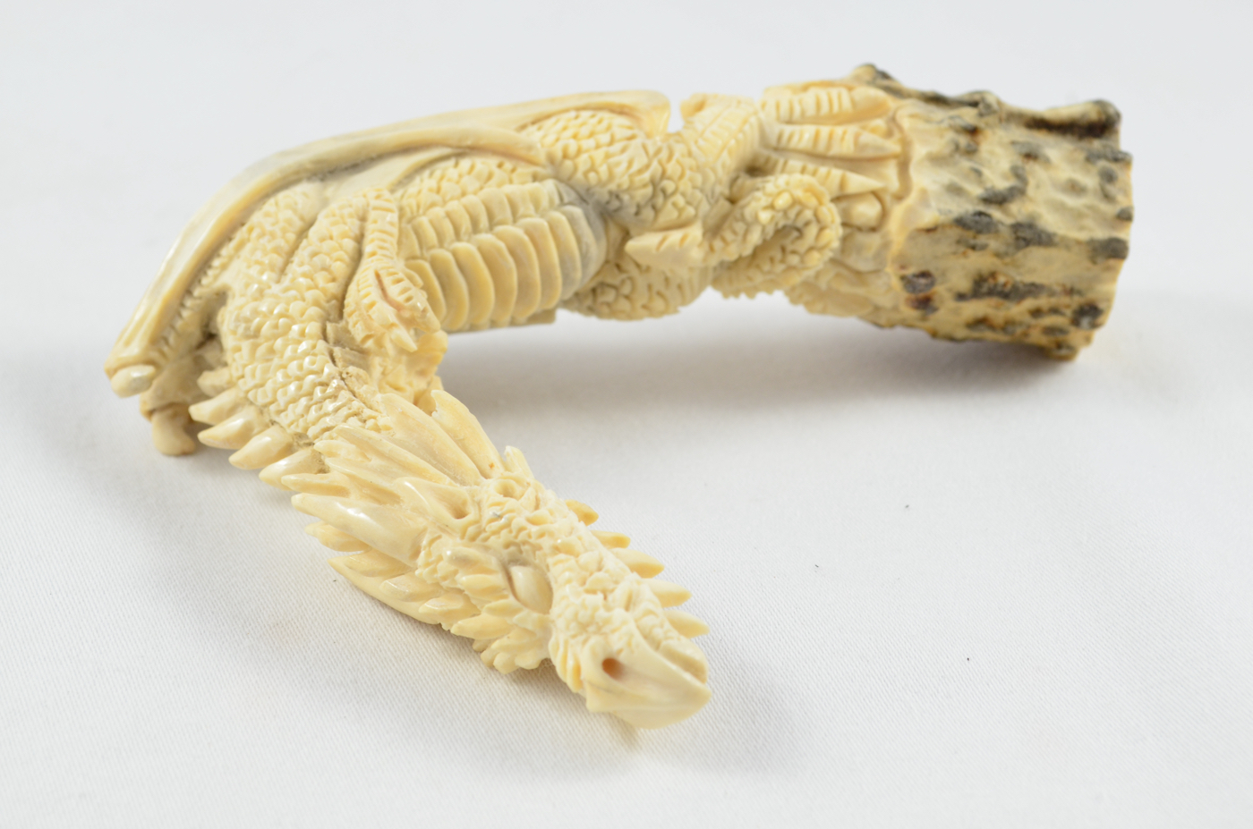 Dragon Carved Walking Stick Cane Top Handle Stag Antler Horn Made Sheffield England - Image 2