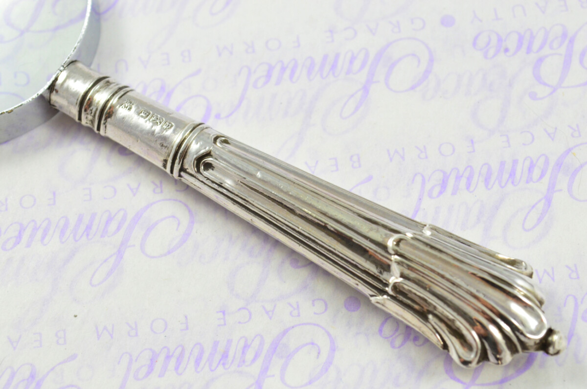 Fordham & Faulkner Albany Pattern Sterling Silver Magnifying Glass Sheffield 1907 - Image 4