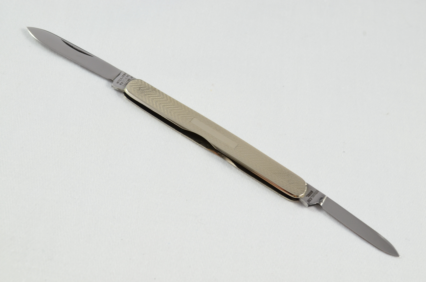 A William Rodgers Folding Engine Turned Nickel Scaled Pocket Pen Knife Sheffield
