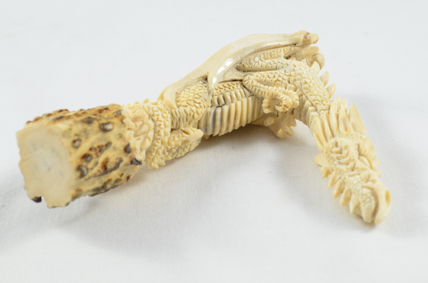 Dragon Carved Walking Stick Cane Top Handle Stag Antler Horn Made Sheffield England - Image 4