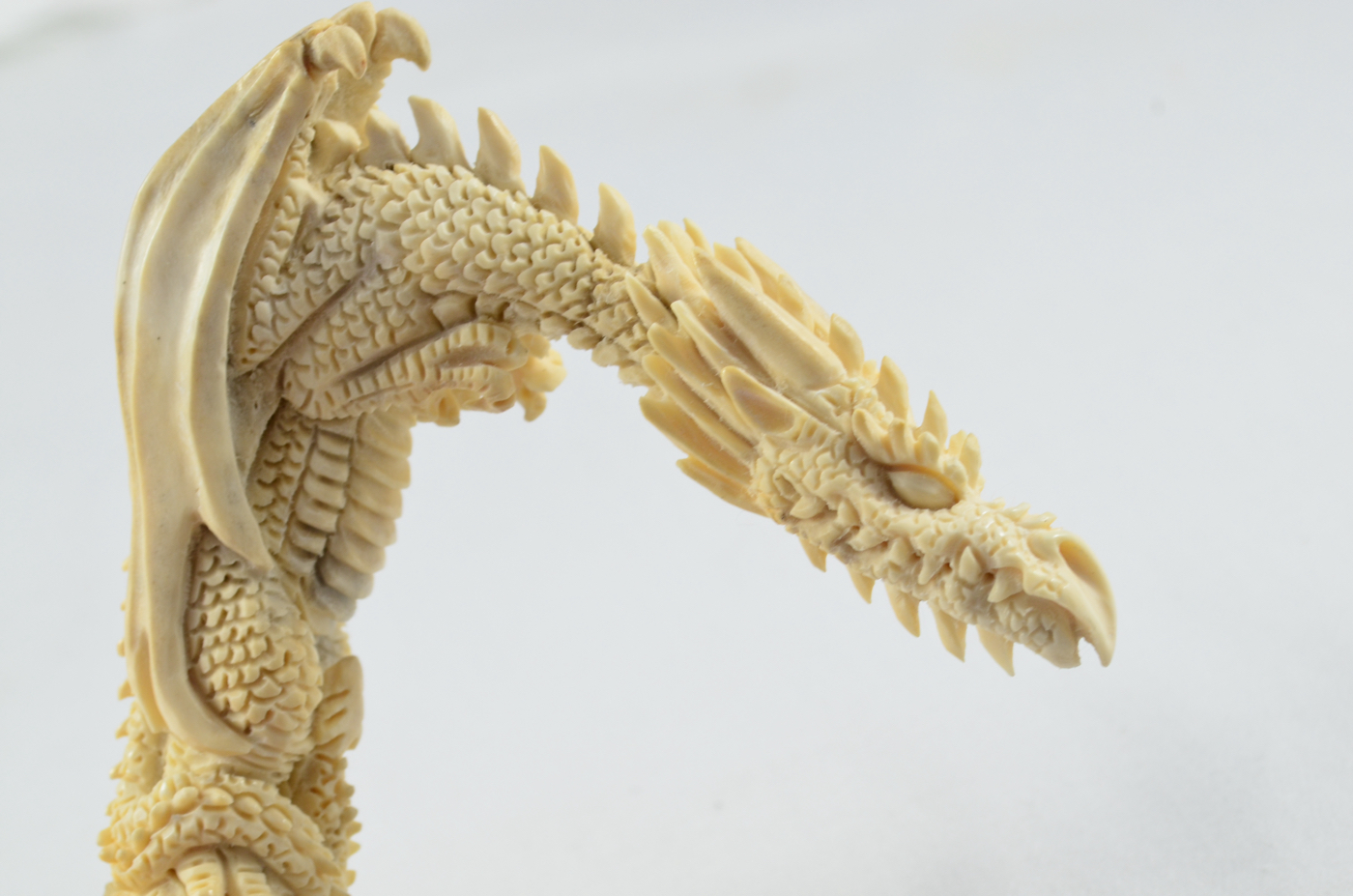 Dragon Carved Walking Stick Cane Top Handle Stag Antler Horn Made Sheffield England