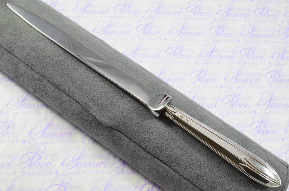 Henry Hunt Sheffield Sterling Silver Handled Letter Opener Lotus Pattern 1963 Cased