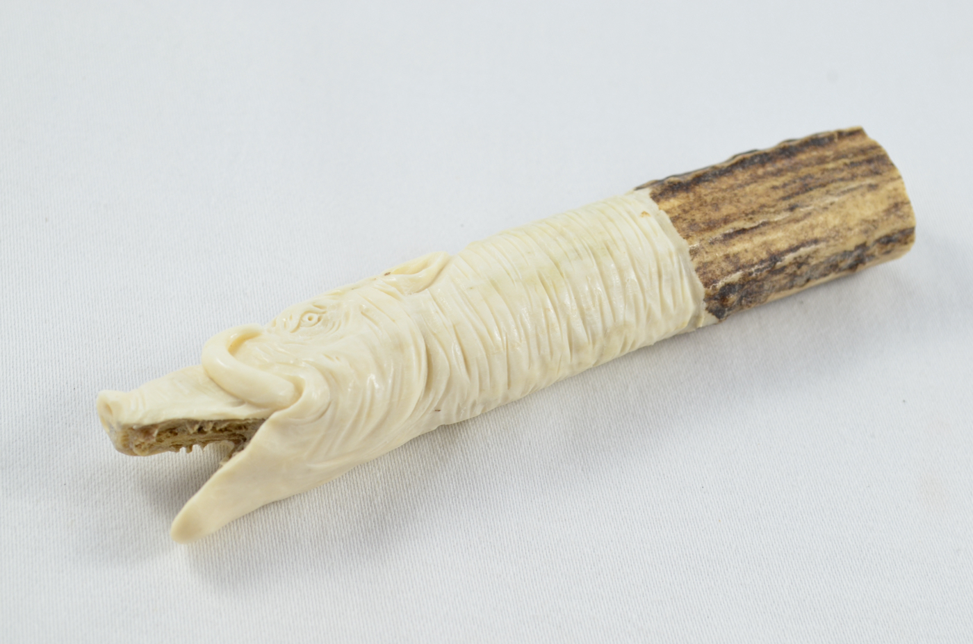 Boar Carved Walking Stick Cane Top Handle Stag Antler Horn Made Sheffield England - Image 2