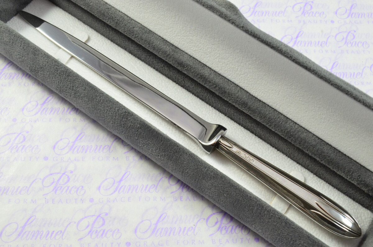 Henry Hunt Sheffield Sterling Silver Handled Letter Opener Lotus Pattern 1963 Cased - Image 2