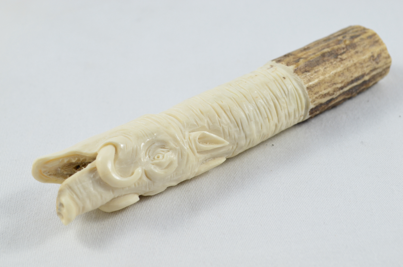 Boar Carved Walking Stick Cane Top Handle Stag Antler Horn Made Sheffield England - Image 3