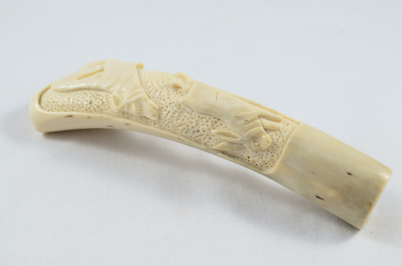 Hare & Hound Carved Walking Stick Cane Top Handle Stag Antler Horn Made Sheffield England - Image 4