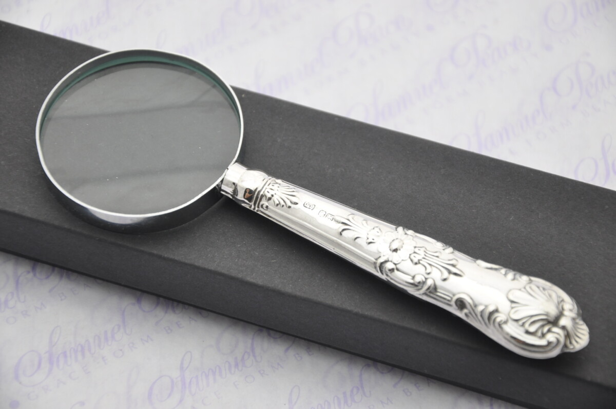 John Yates Queens Pattern Sterling Silver Magnifying Glass Sheffield 1924