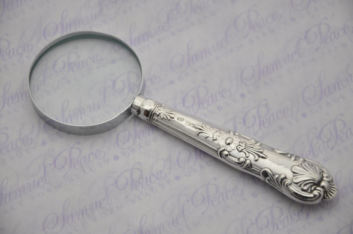 John Yates Queens Pattern Sterling Silver Magnifying Glass Sheffield 1924 - Image 3