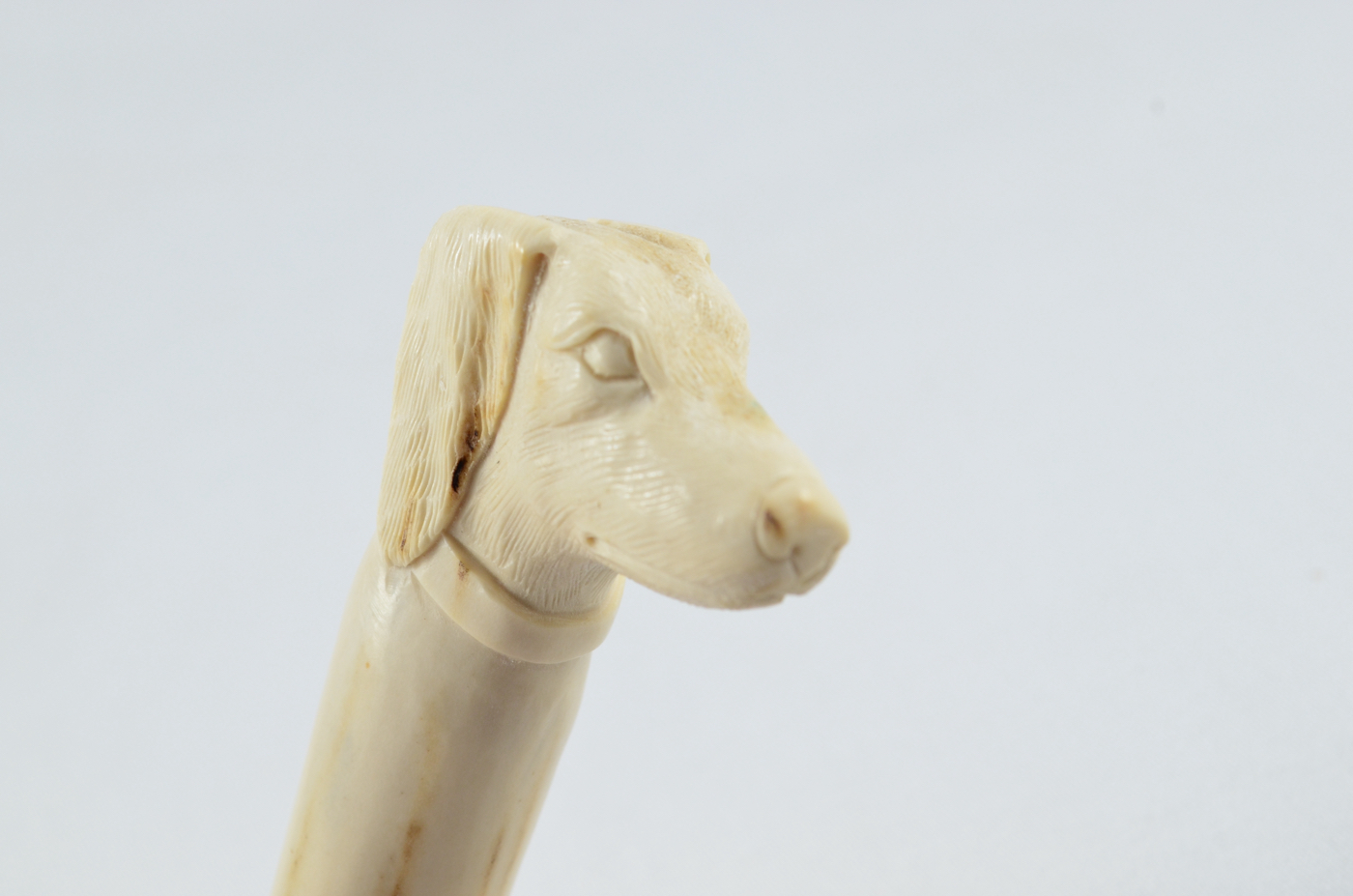 Dog Carved Walking Stick Cane Top Handle Stag Antler Horn Made Sheffield England