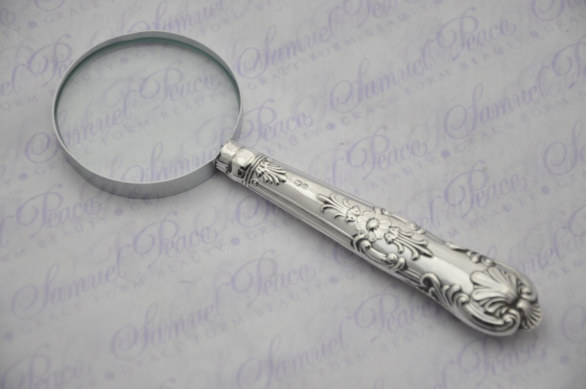 John Yates Queens Pattern Sterling Silver Magnifying Glass Sheffield 1924 - Image 5