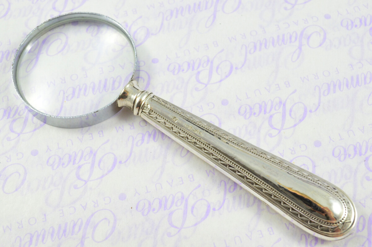 William Yates Feather Edge Pattern Sterling Silver Magnifying Glass Sheffield 1921 - Image 3
