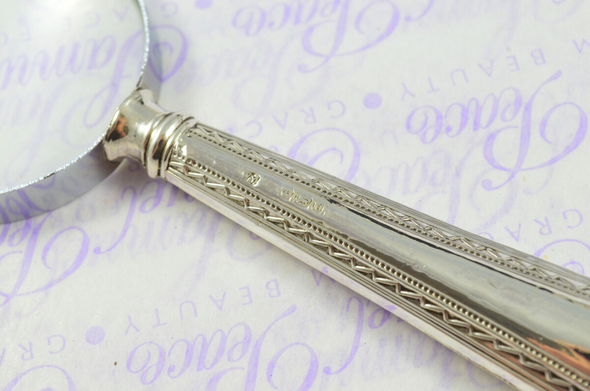 William Yates Feather Edge Pattern Sterling Silver Magnifying Glass Sheffield 1921 - Image 5