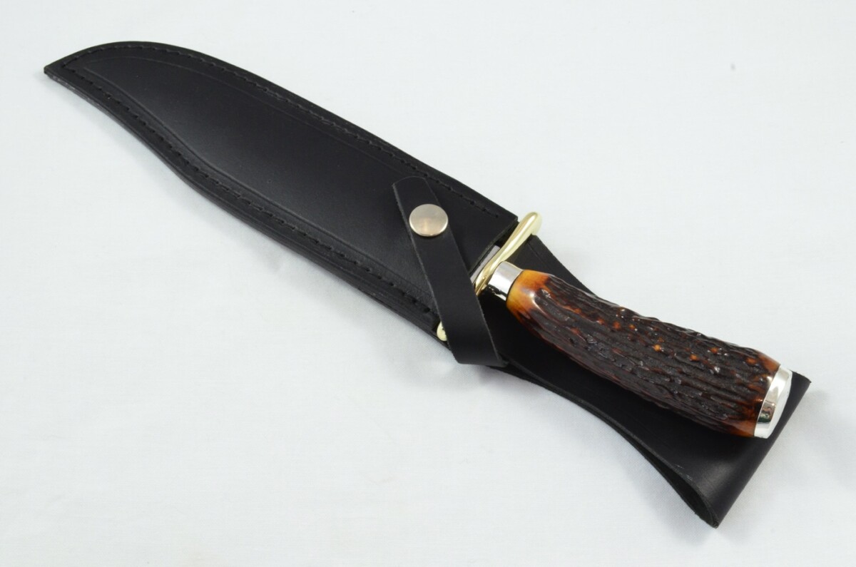 RARE Fred James 'SELF DEFENDER' Hand Forged Sambar Stag Handled Bowie Knife Silver Cap & Ferrule 1929 - Image 6