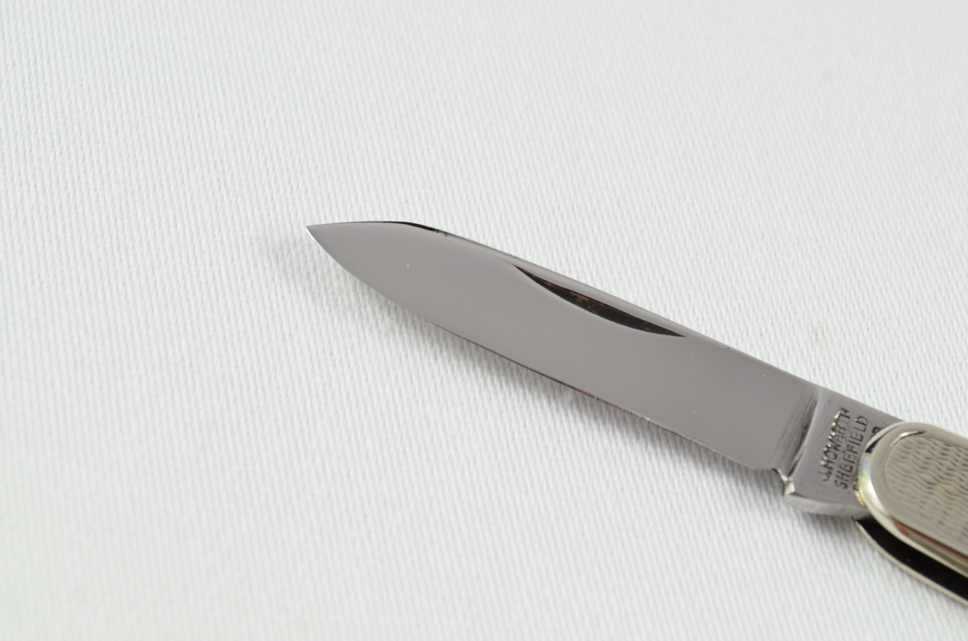 A J. Howarth Folding Engine Turned Nickel Scaled Pocket Pen Knife Sheffield - Image 2