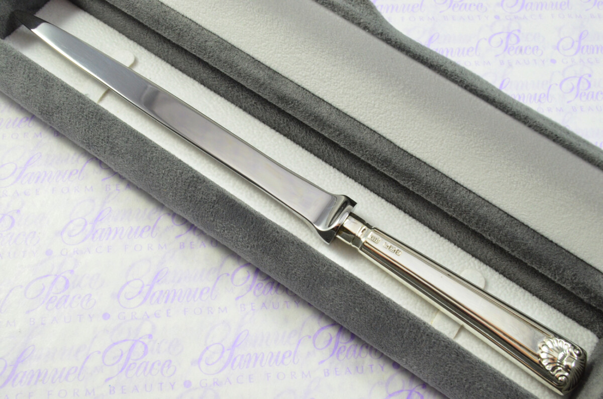 Harrison Brothers Sheffield Sterling Silver Handled Letter Opener Georgian Shell Pattern 1909 Cased - Image 2