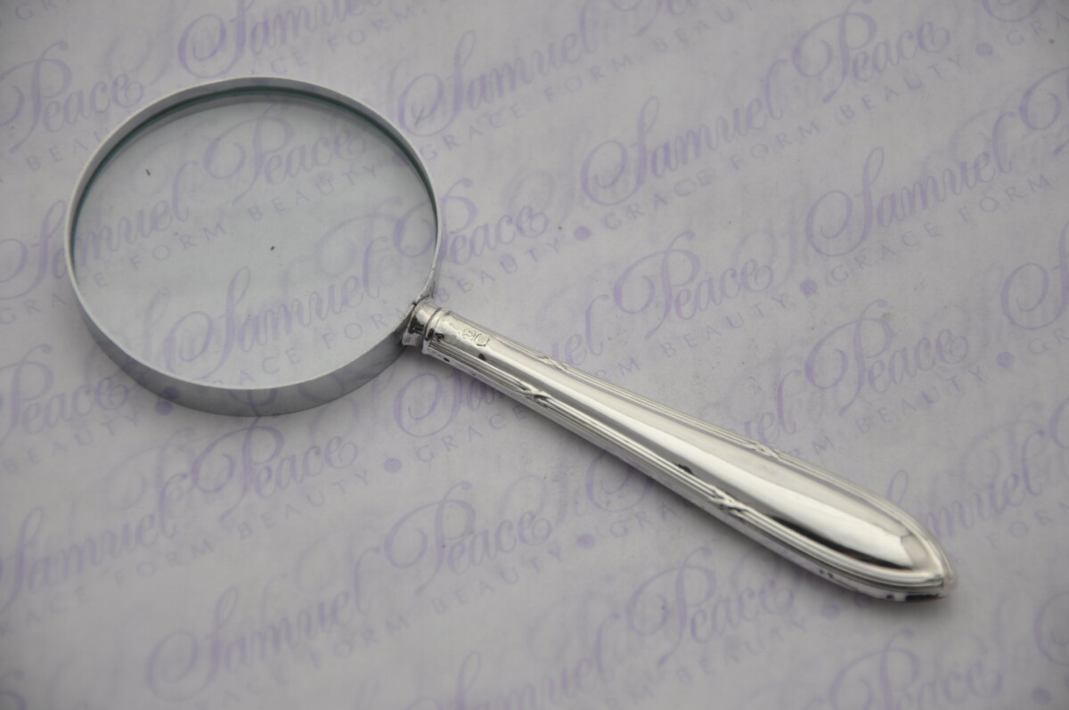Cooper Bros Ribbon & Bow Pattern Sterling Silver Magnifying Glass Sheffield 1963 - Image 5