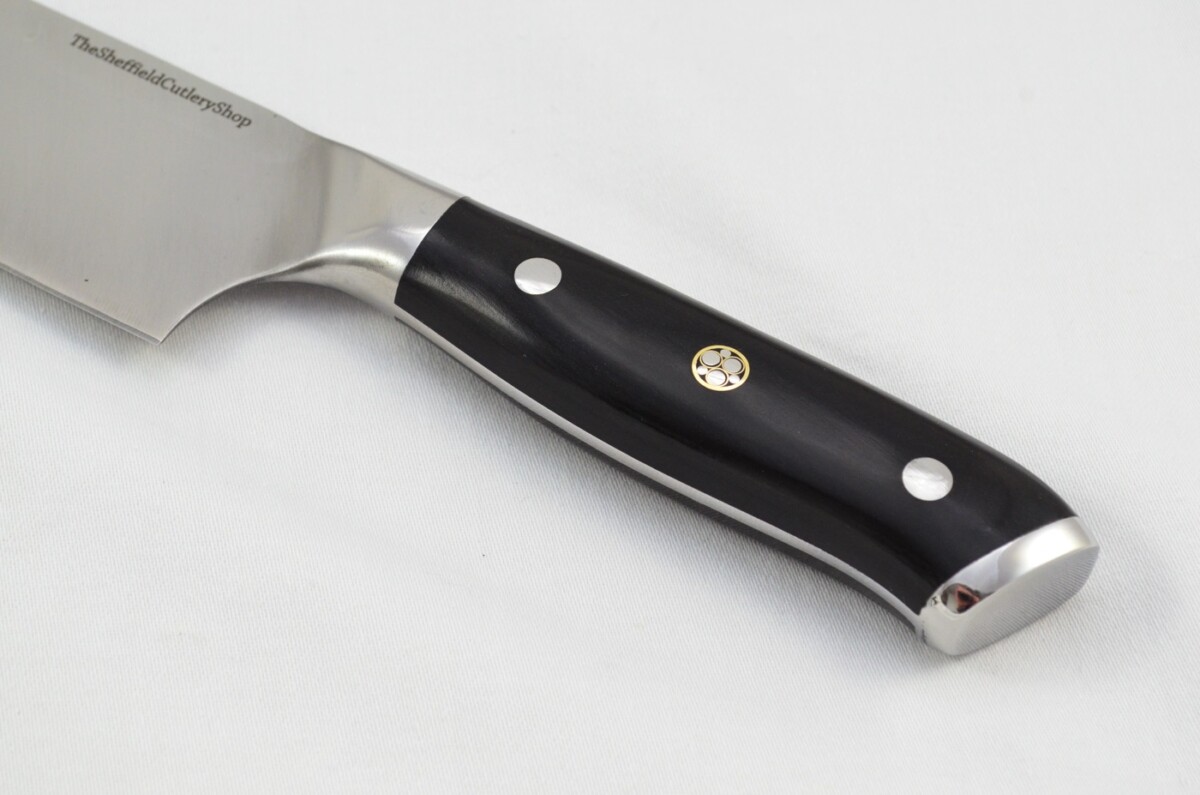 Black Wood Kitchen Chefs Santoku Knife Made In Sheffield UK High Carbon Stainless Steel Razor Sharp - Image 2