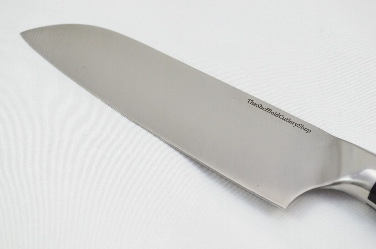 Black Wood Kitchen Chefs Santoku Knife Made In Sheffield UK High Carbon Stainless Steel Razor Sharp - Image 3