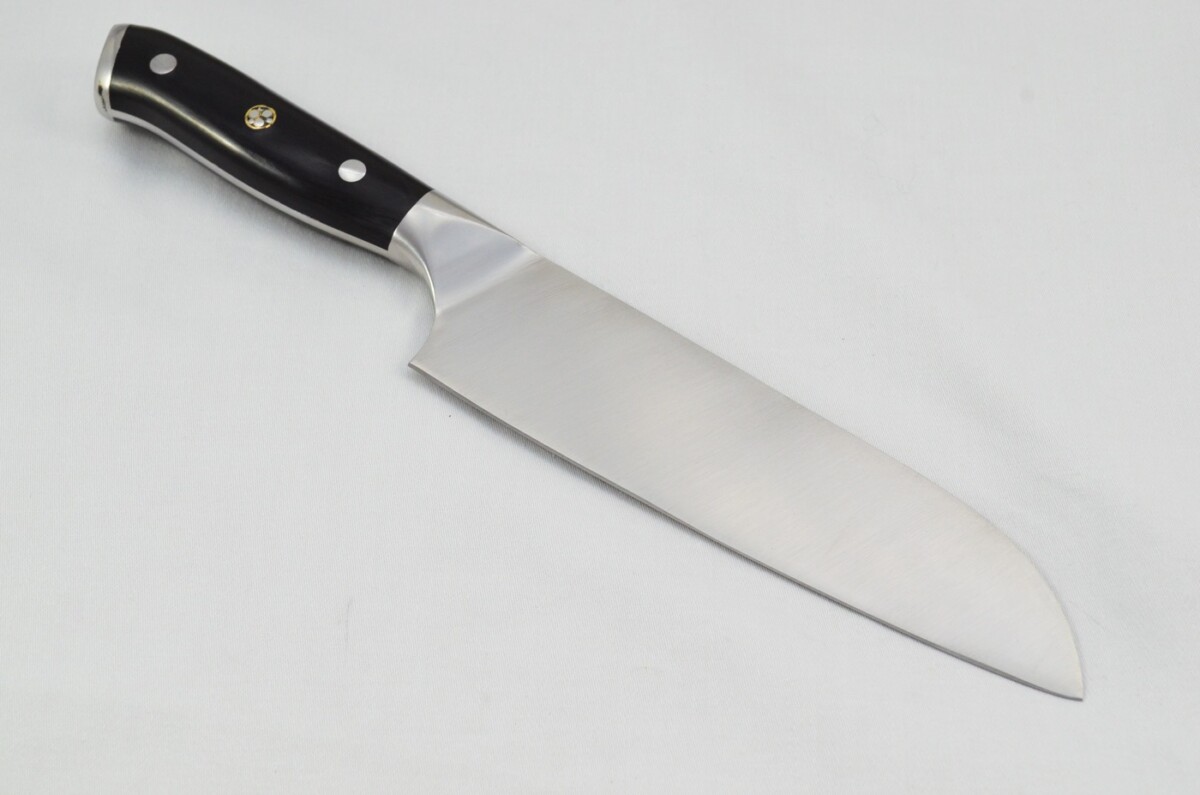 Black Wood Kitchen Chefs Santoku Knife Made In Sheffield UK High Carbon Stainless Steel Razor Sharp - Image 4