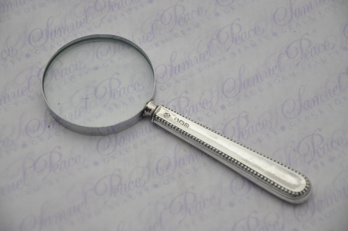 William Hutton and sons Heavy Bead Pattern Sterling Silver Magnifying Glass Sheffield 1930 - Image 2