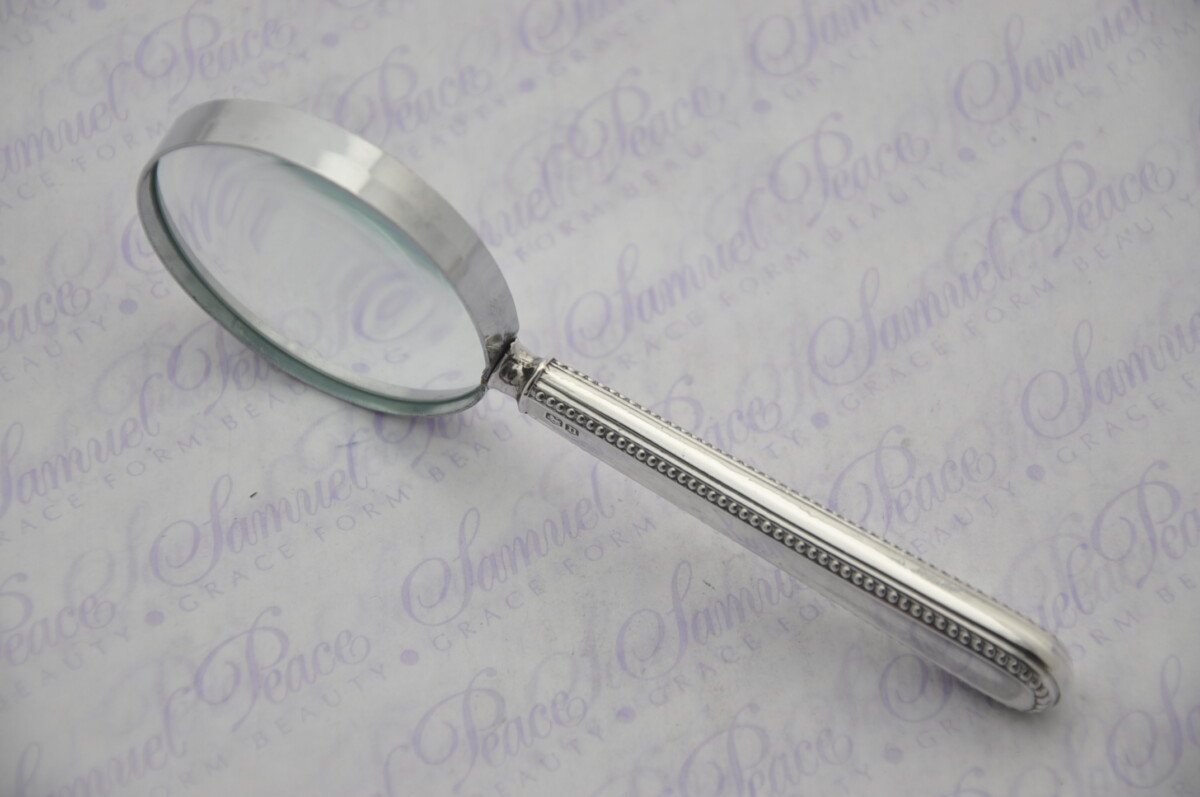 William Hutton and sons Heavy Bead Pattern Sterling Silver Magnifying Glass Sheffield 1930 - Image 3
