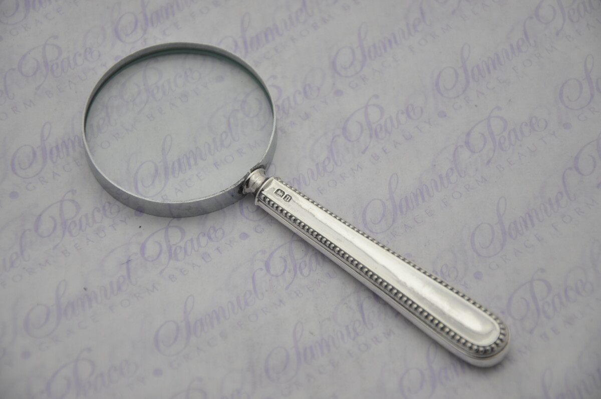William Hutton and sons Heavy Bead Pattern Sterling Silver Magnifying Glass Sheffield 1930 - Image 4